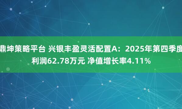 鼎坤策略平台 兴银丰盈灵活配置A：2025年第四季度利润62.78万元 净值增长率4.11%