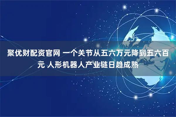 聚优财配资官网 一个关节从五六万元降到五六百元 人形机器人产业链日趋成熟