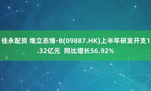 佳永配资 维立志博-B(09887.HK)上半年研发开支1.32亿元  同比增长56.92%